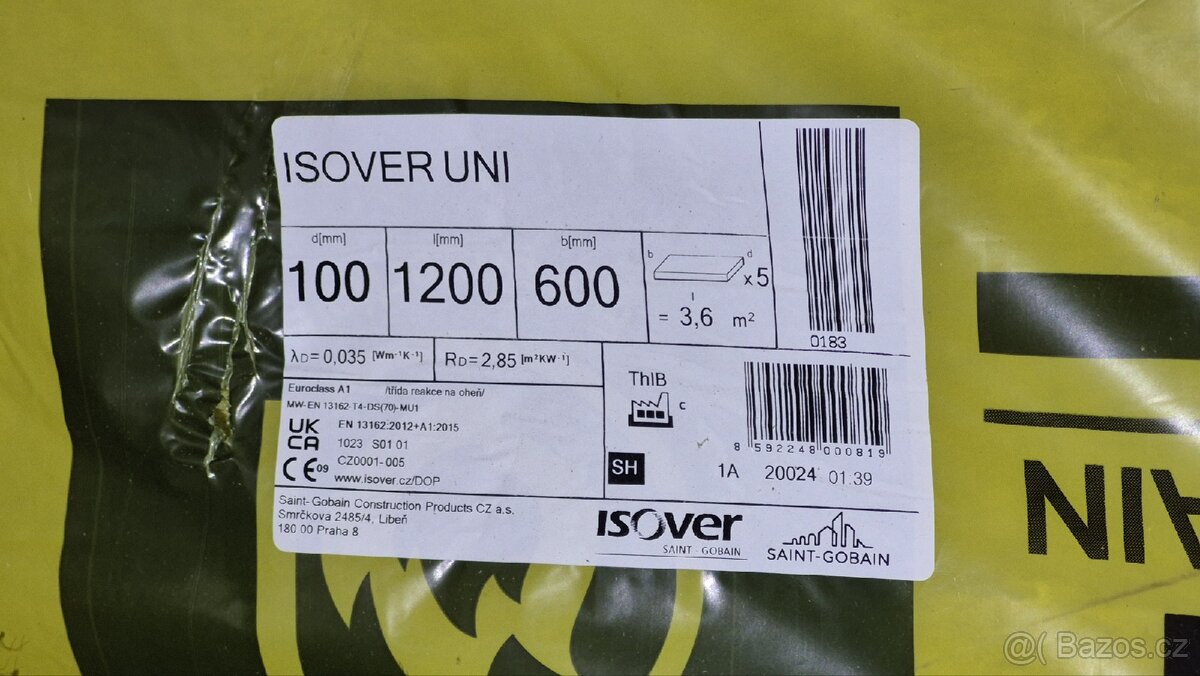 Tepelná izolace ISOVER UNI 100 mm (3,6 m2/bal.) - 2