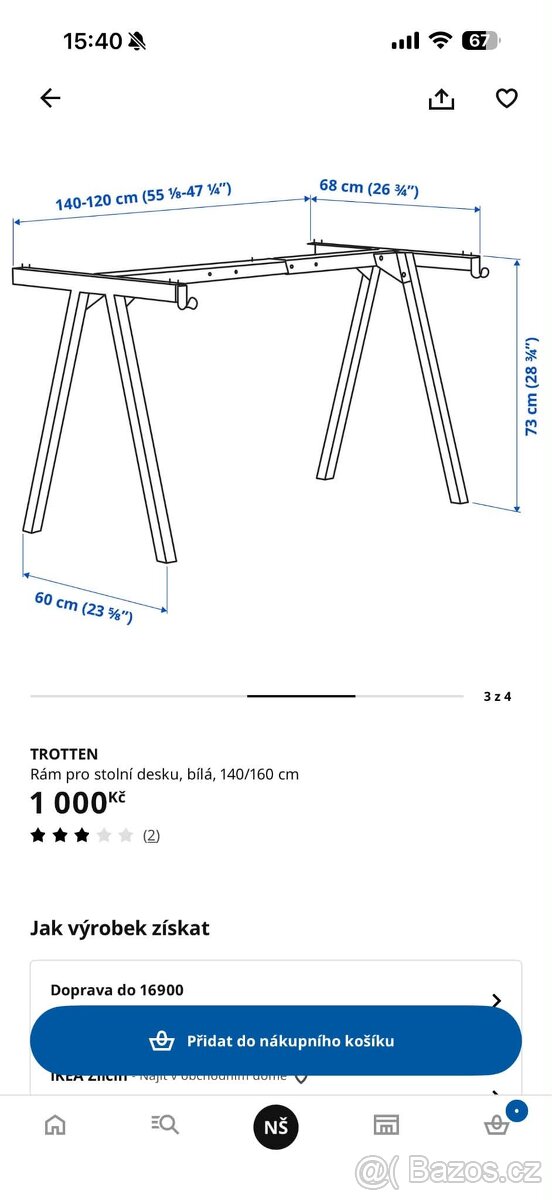 IKEA TROTTEN 140x80 - béžová - 2