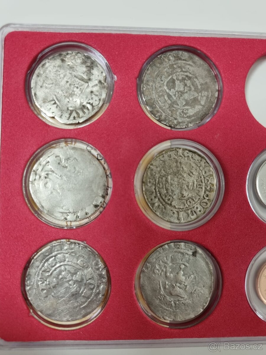 Groše - 2x Karel IV, 1x Vladislav II, 3x Václav IV - 2