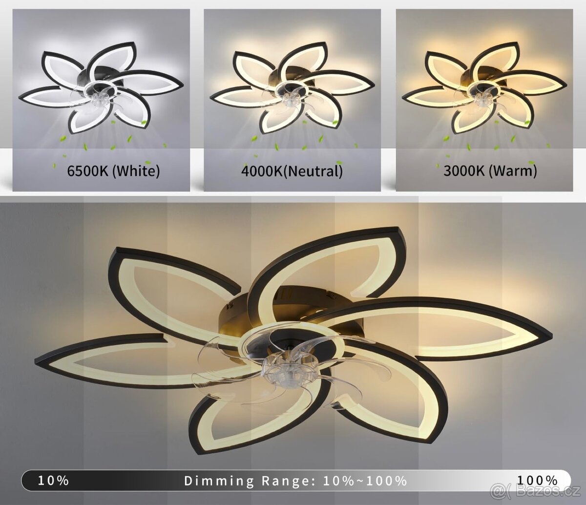 Luxusní lustr led s větrákem a dálkou - 2