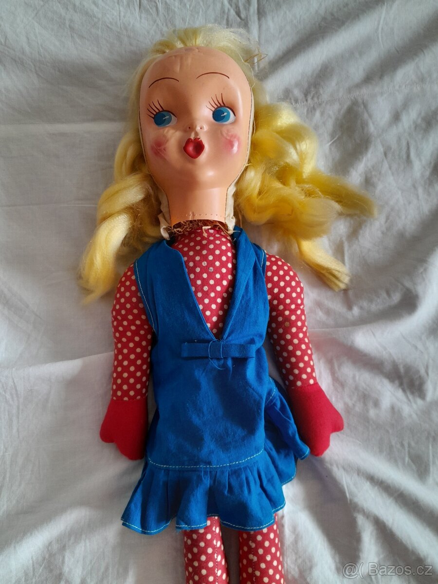 TEXTILNÍ PANENKA retro 70.léta délky 80 cm - 2