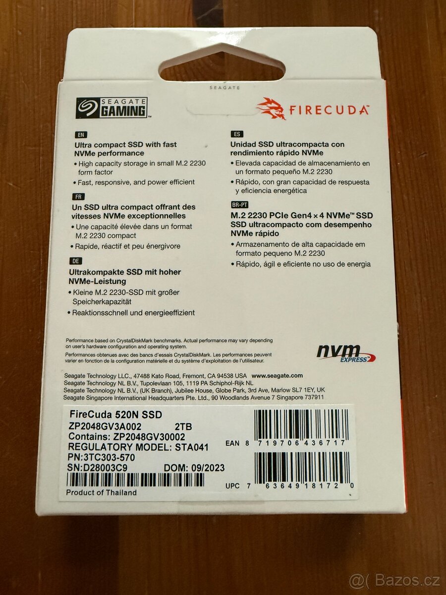 SEAGATE FireCuda 520N 2TB M.2 2230 PCIe Gen4 NVMe TLC 5/3,2G - 2