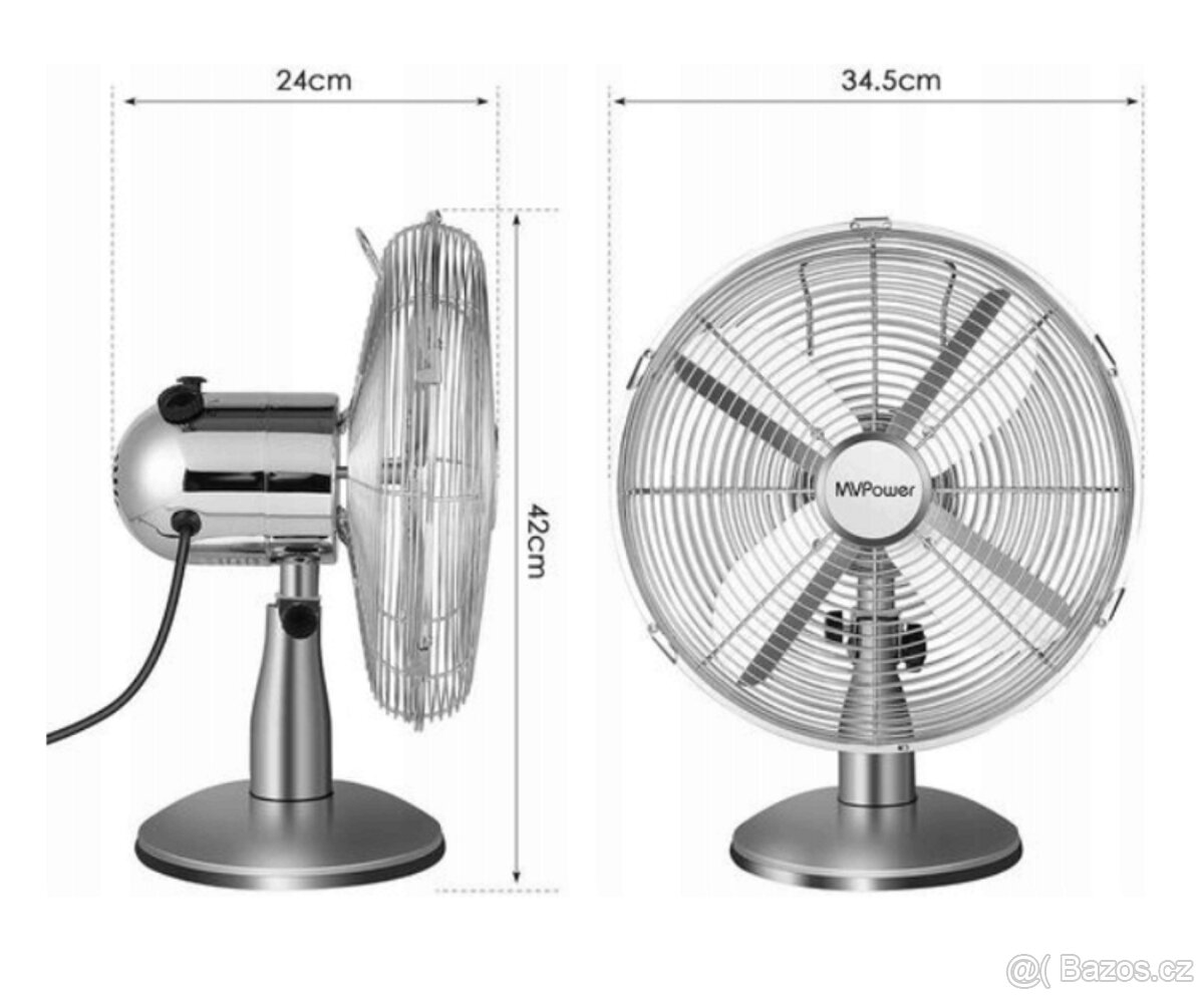 Nový kovový stolní ventilátor, 3 rychlosti - 2
