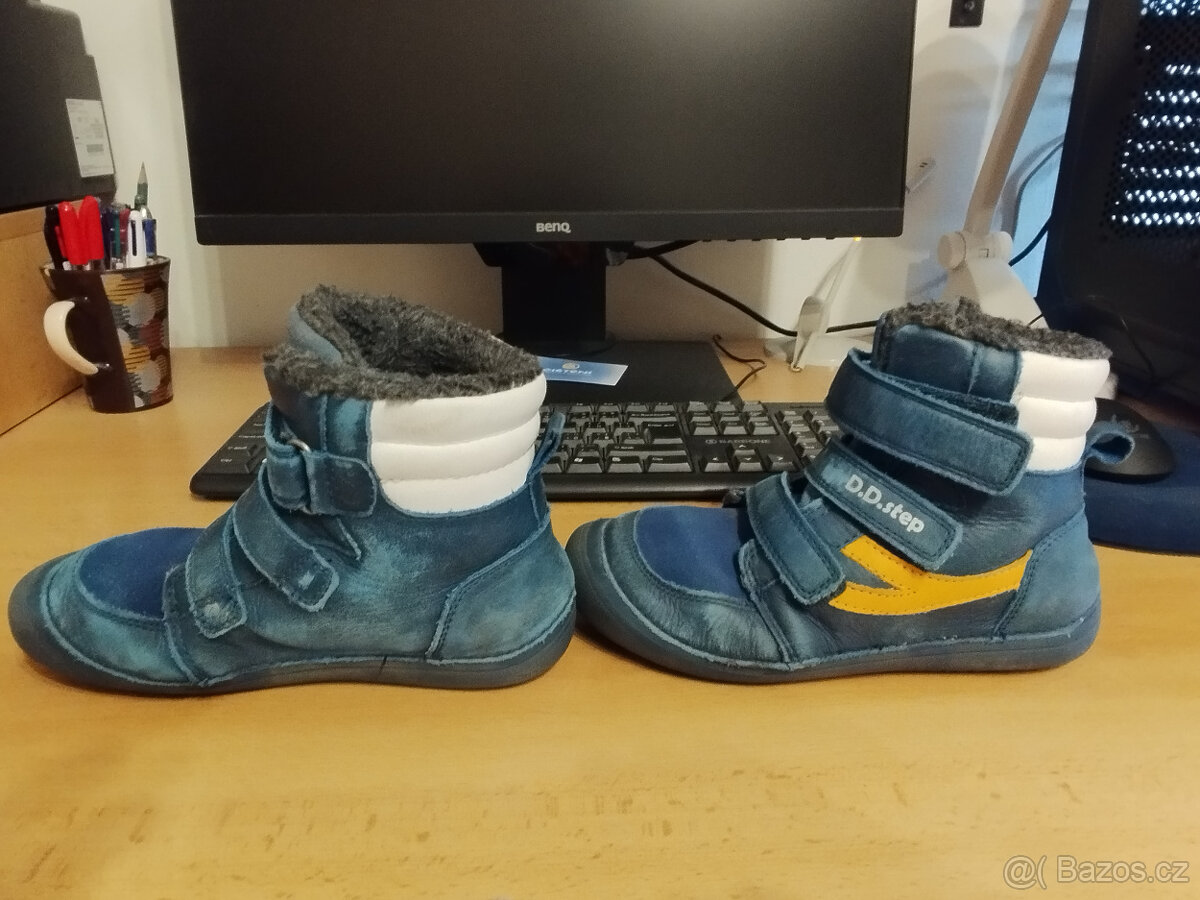 D.D step vel. 32 Dětské zimní kožené barefoot boty W063-4275 - 2