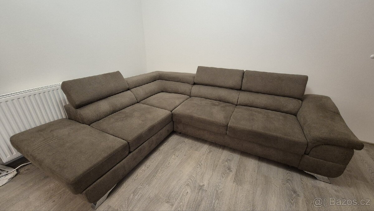 Hnědá sedačka/gauč do L - 2