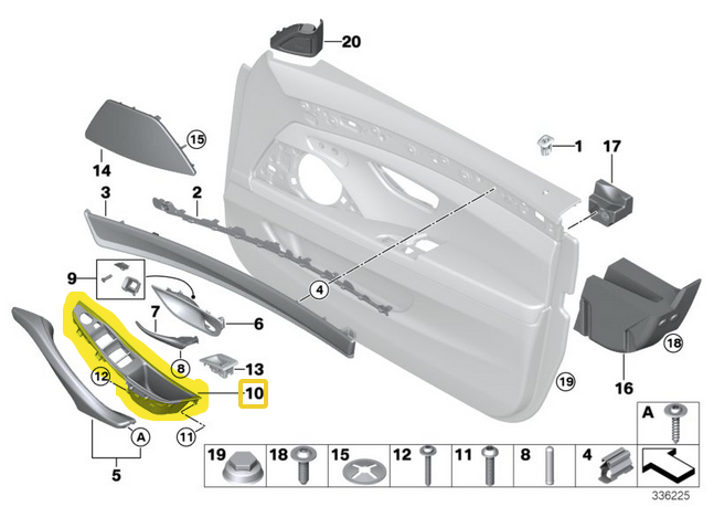 BMW F10 kryt panelu kliky dveří - 2