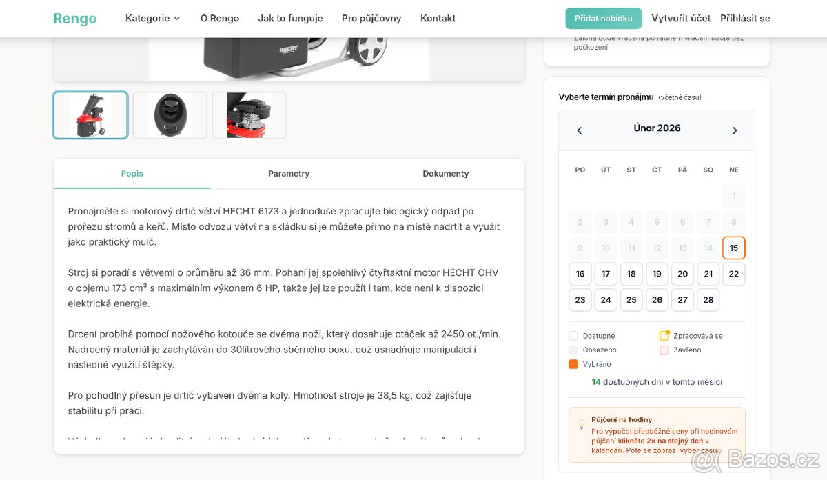 Drtič větví benzinový - pronájem - 2