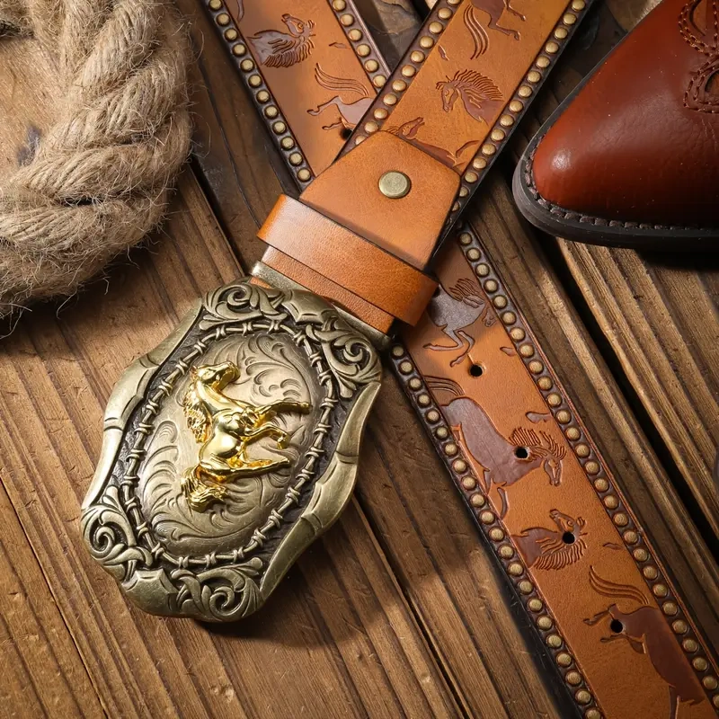 Westernový opasek kun zlaty 126cm - 2