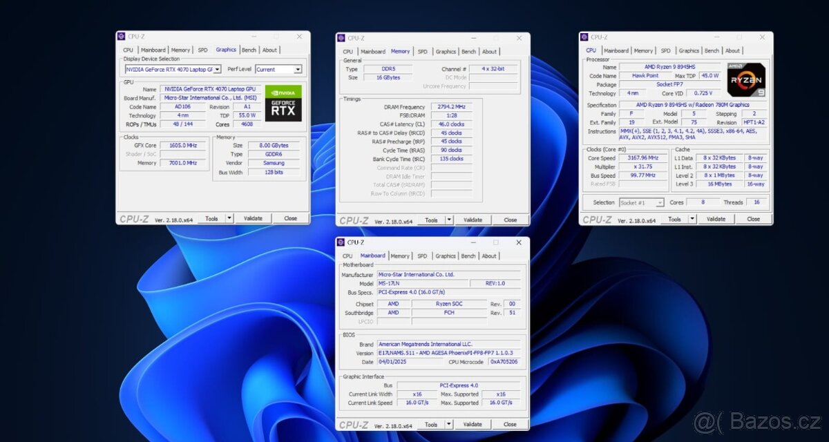 MSI KATANA A17 AI B8VG RTX 4070 (záruka) - 2