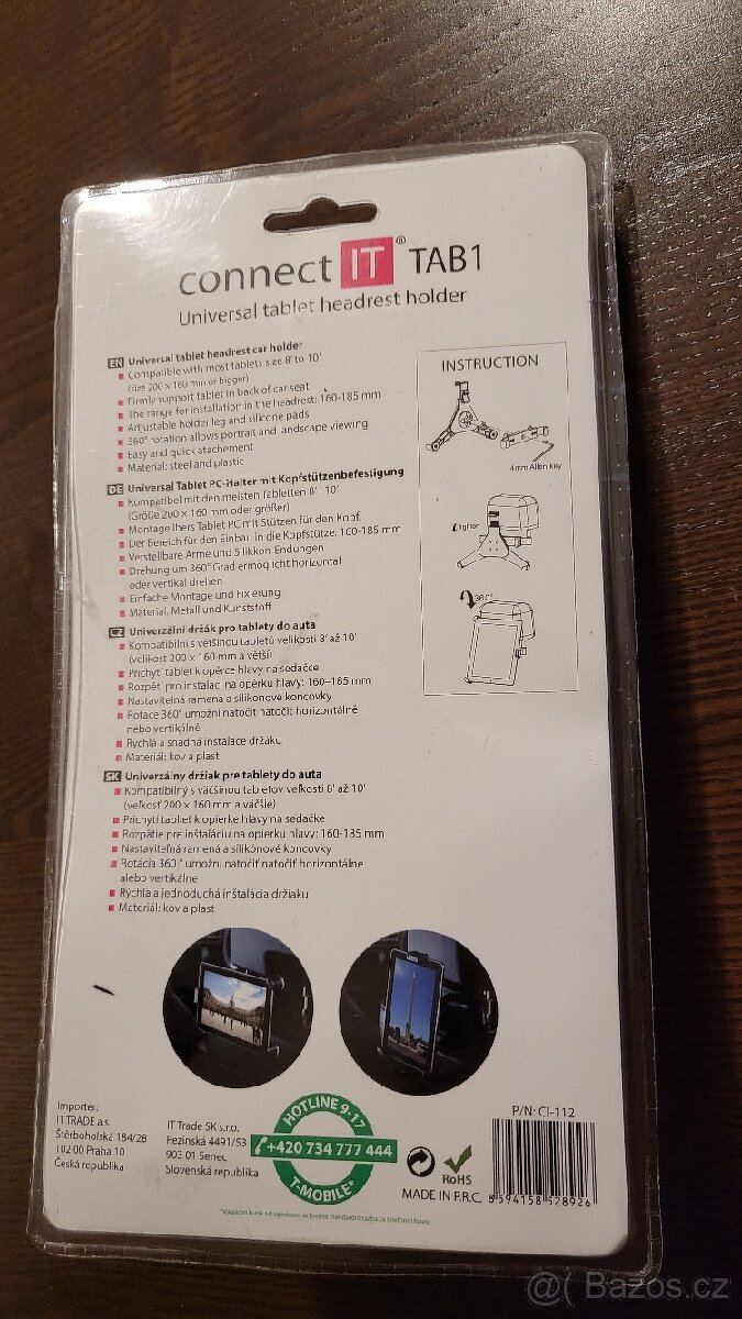 Univerzální držák pro tablet do auta 8'-10', Connect IT Tab1 - 2