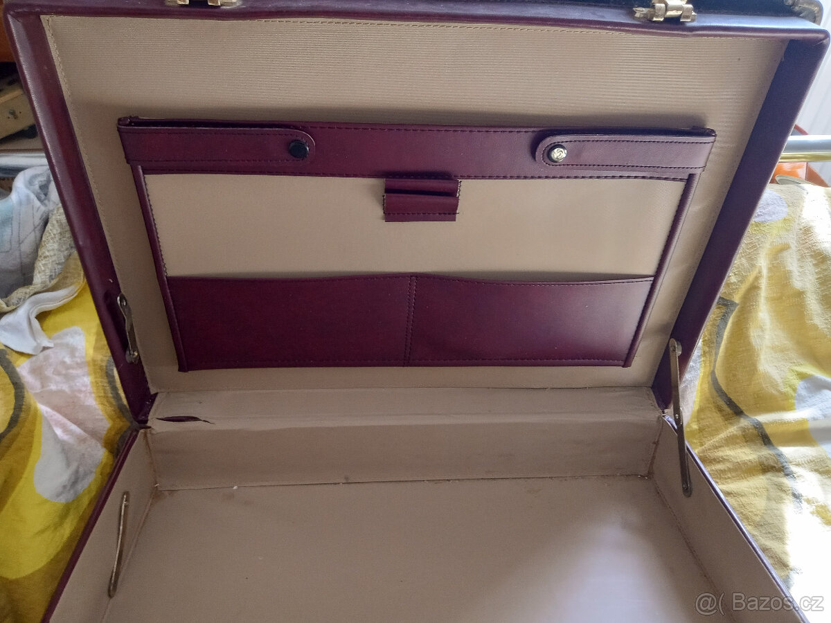 kufřík kožený hnědovínový retro - 2
