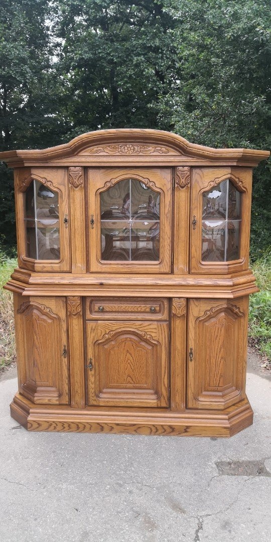 Masivní rustikální komoda s vitrínou - 2