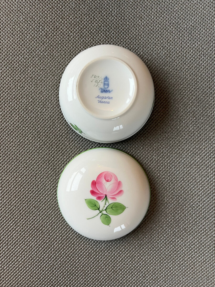 Vídeň Dóza s víkem Růže 8 cm, Augarten Wien - 2