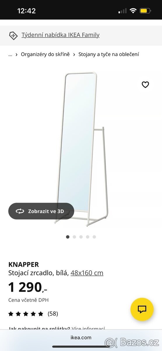 Kovové bílé zrcadlo Ikea - 2