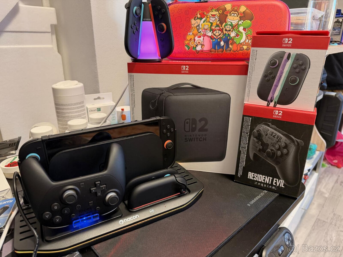 Switch 2 +1TB SD card,pojištění,účet 230 her,Amiibo,ovladače - 2