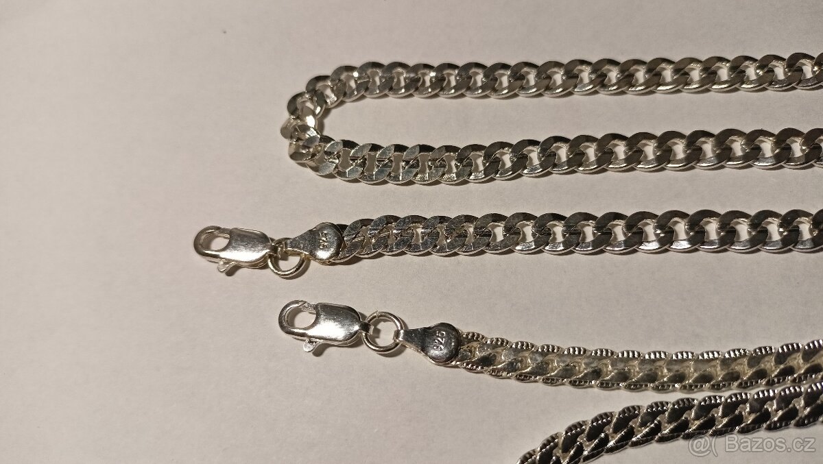 Prodám stříbrný řetízek a náramky - 2