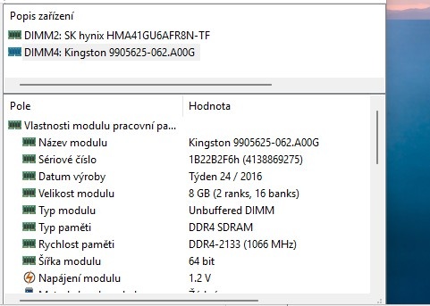 DDR4 8GB 2133Mhz (2ks) - 2