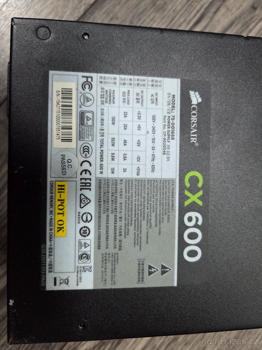 Zdroj Corsair cx600 - 2