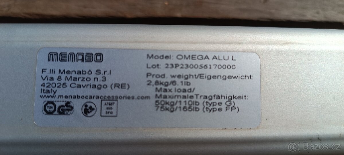Střešní nosič Menabo Omega ALU L - 2