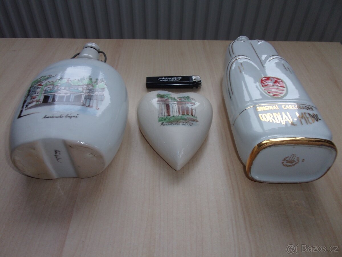 3x STARÝ PORCELÁN A KERAMIKA Z LÁZNÍ - K. VARY, MAR. LÁZNĚ - 2