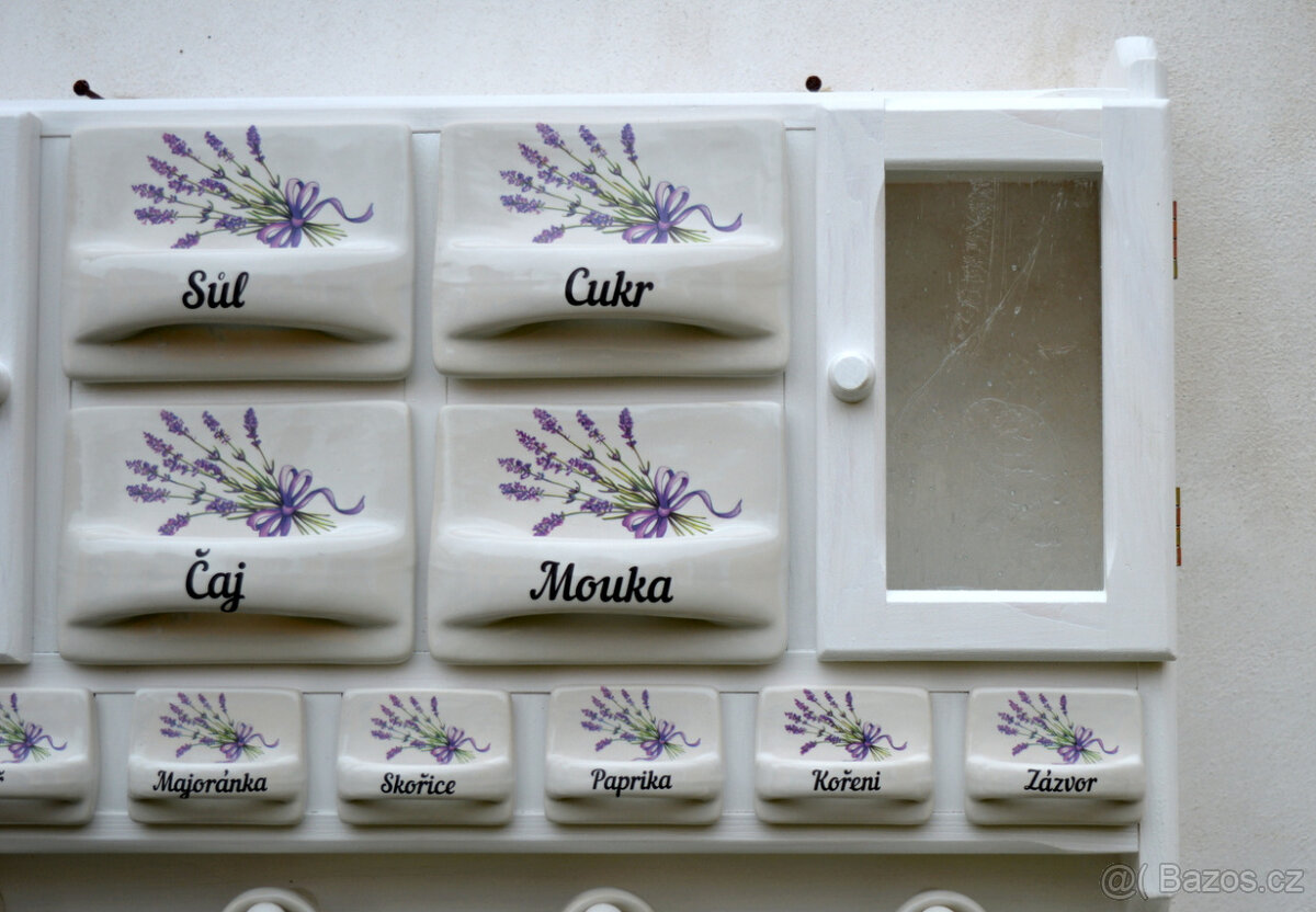 Police s kořenky do kuchyně - motiv levandule - 2