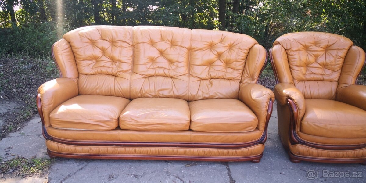 Kožená sedací souprava(jen trojsedačka) - 2