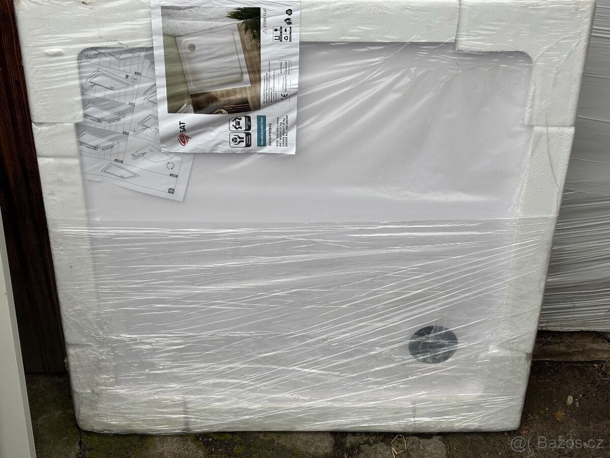 Sprchová vanička z litého mramoru 80 x 80 cm ,bílá , nová - 2