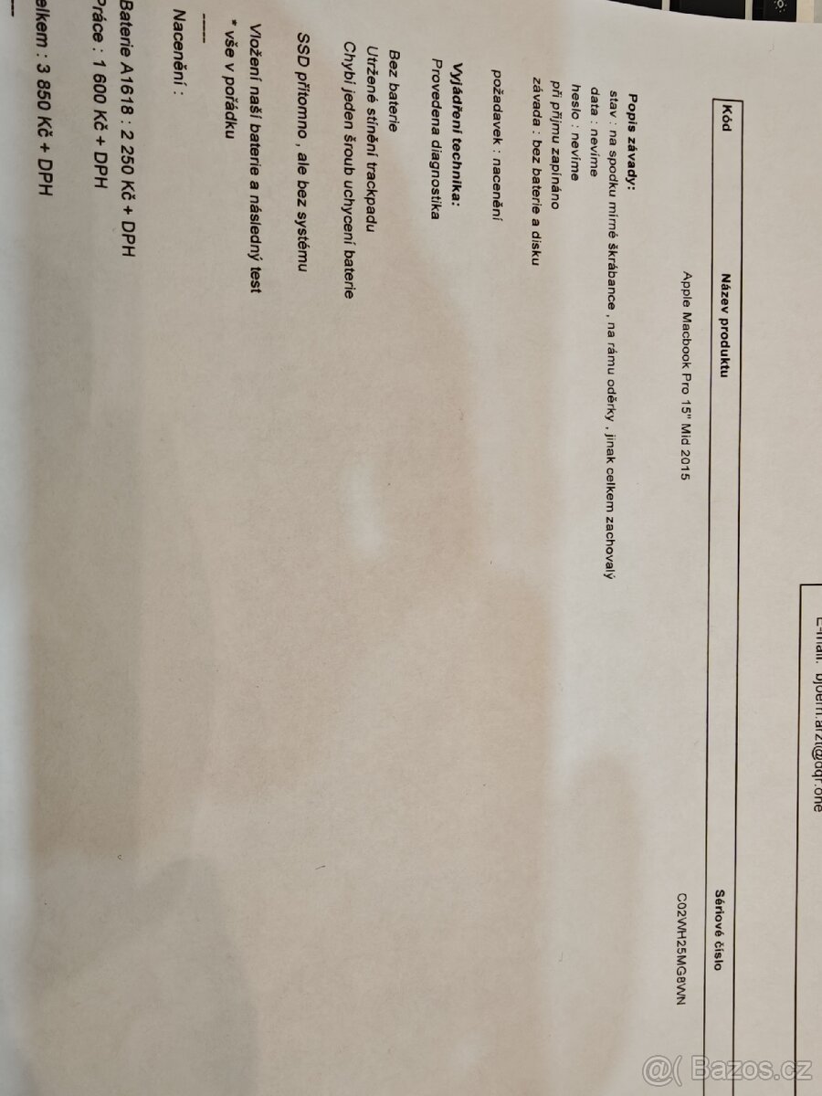 MacBook Pro 15" Mid 2015 i7 / 16GB – bez baterie/SSD - 2