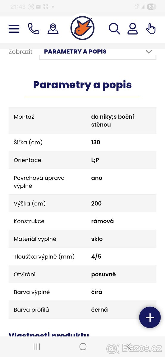 Nová sprchová zástěna 1300/2000 do niky - 2