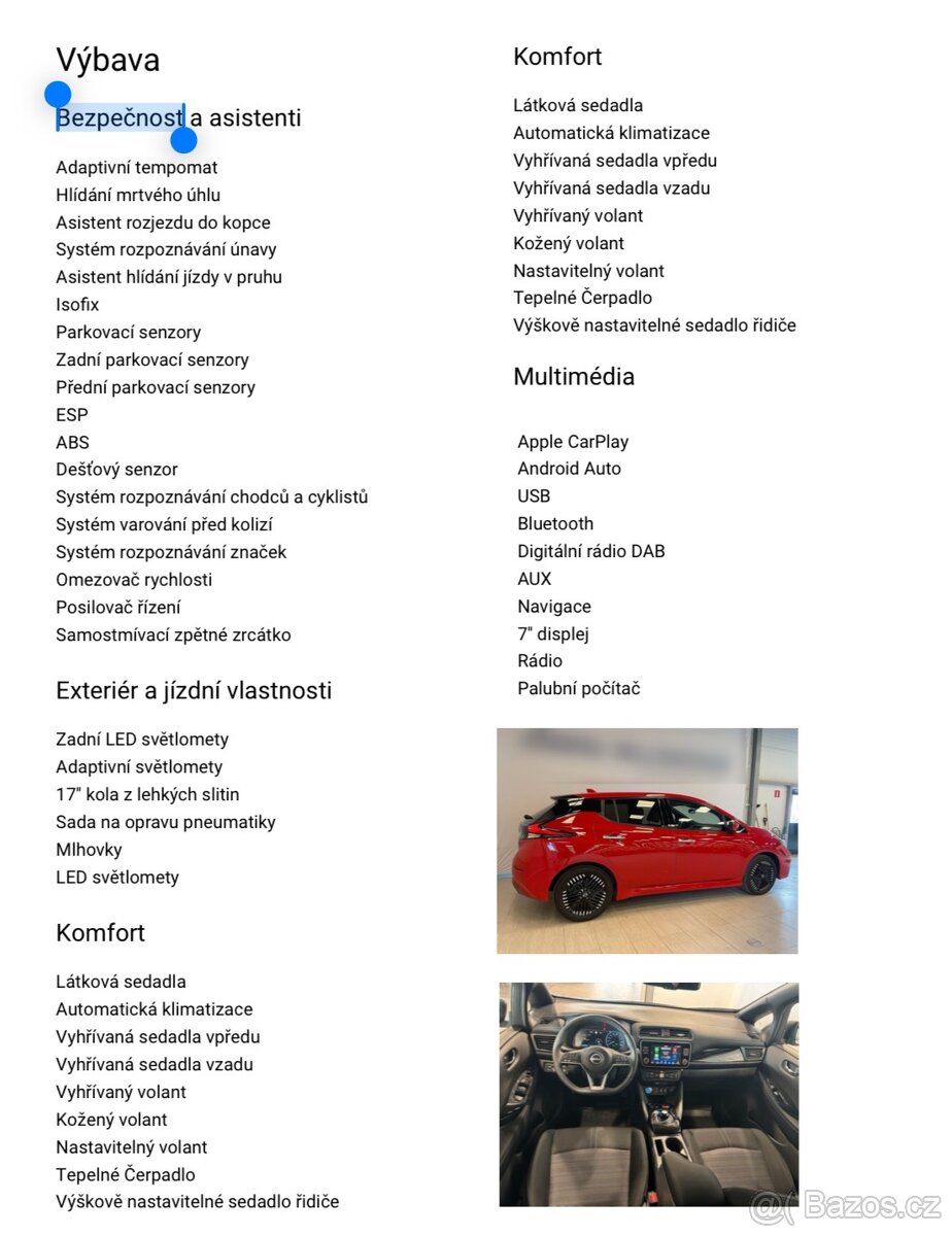 Nissan leaf 110kw baterie 40kw 2024 - 2
