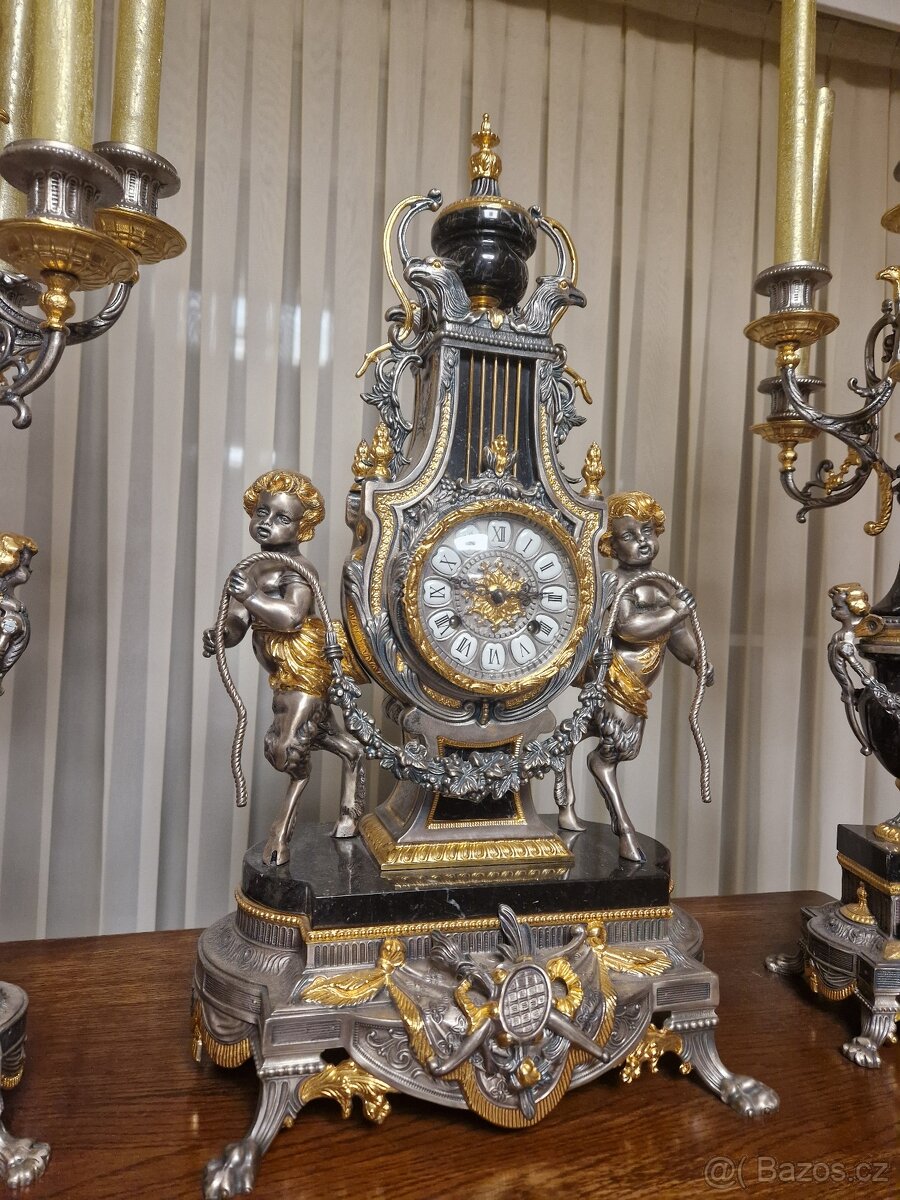 Veľmi krasne krbove hodiny a svietniky - 2