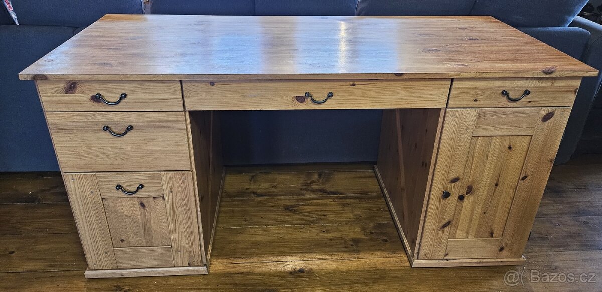 Psací stůl Ikea Alve/Leksvik mořidlo antik - 2