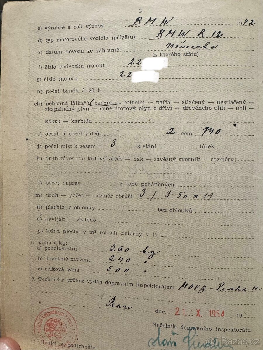 Platne doklady BMW R12 - 2