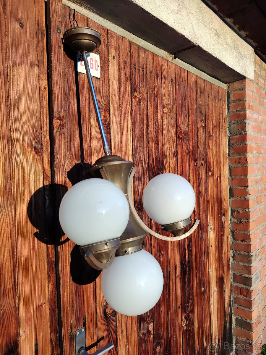 Starožitný lustr Art Deco mosaz - 2