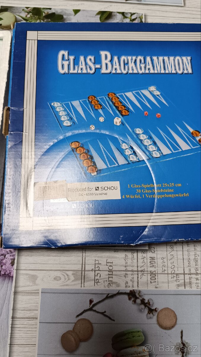 Skleněná hra Backgammon - vrhcáby - 2
