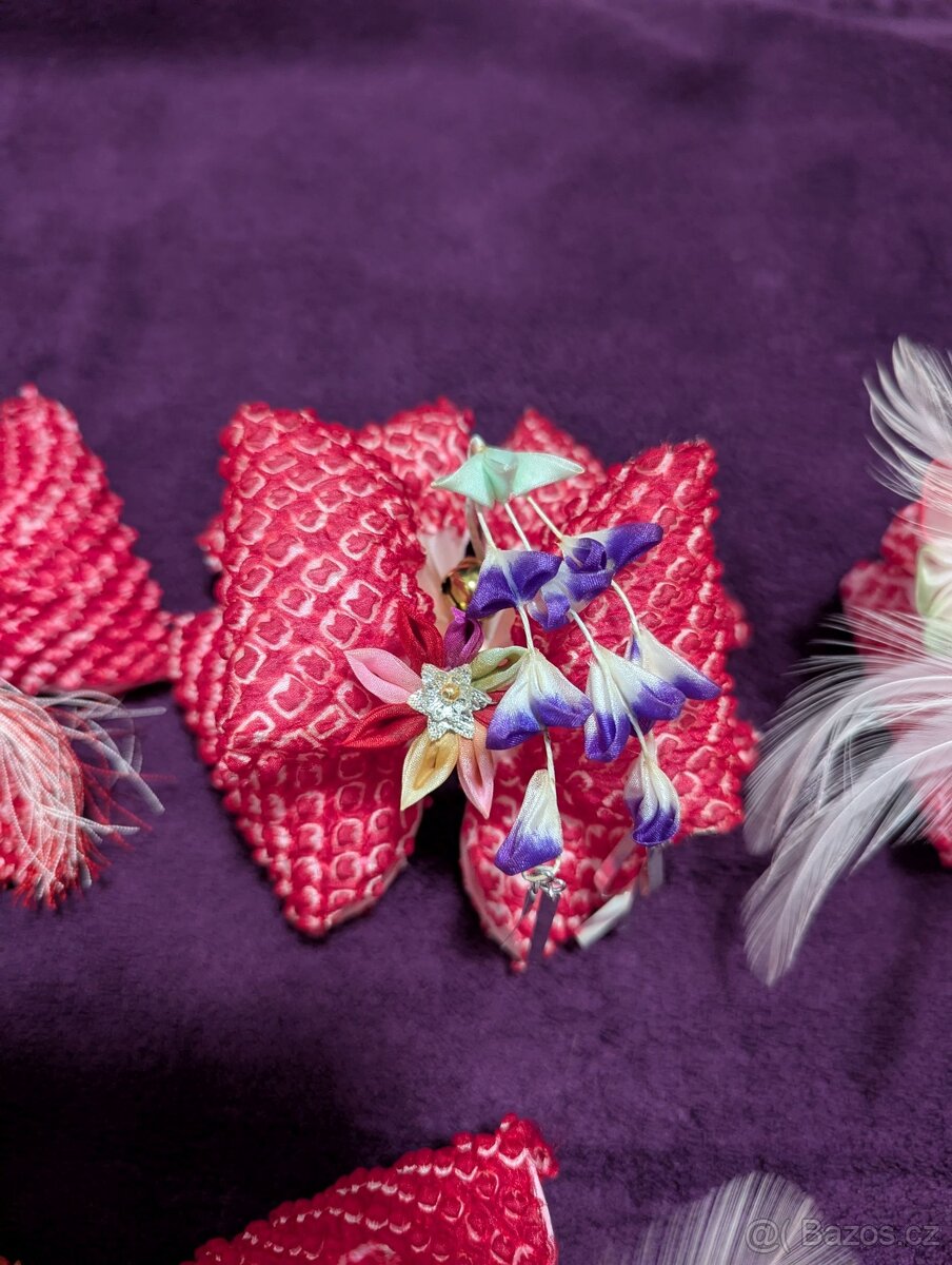 Japonské ozdoby do vlasů - růžové - 2