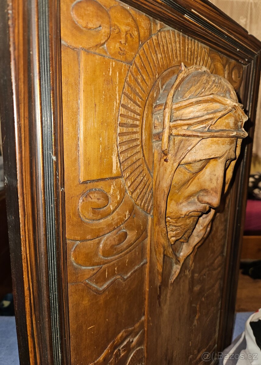 Dreveny obraz Jezise - 2