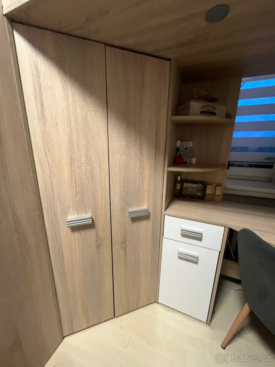 Rohová patrová postel Alina (L) Sonoma + bílá - 2