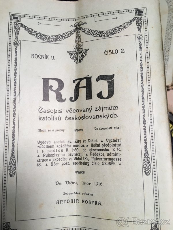 Staré časopisy a noviny - Ráj, Rozsevač, Maria, Kříž - 2