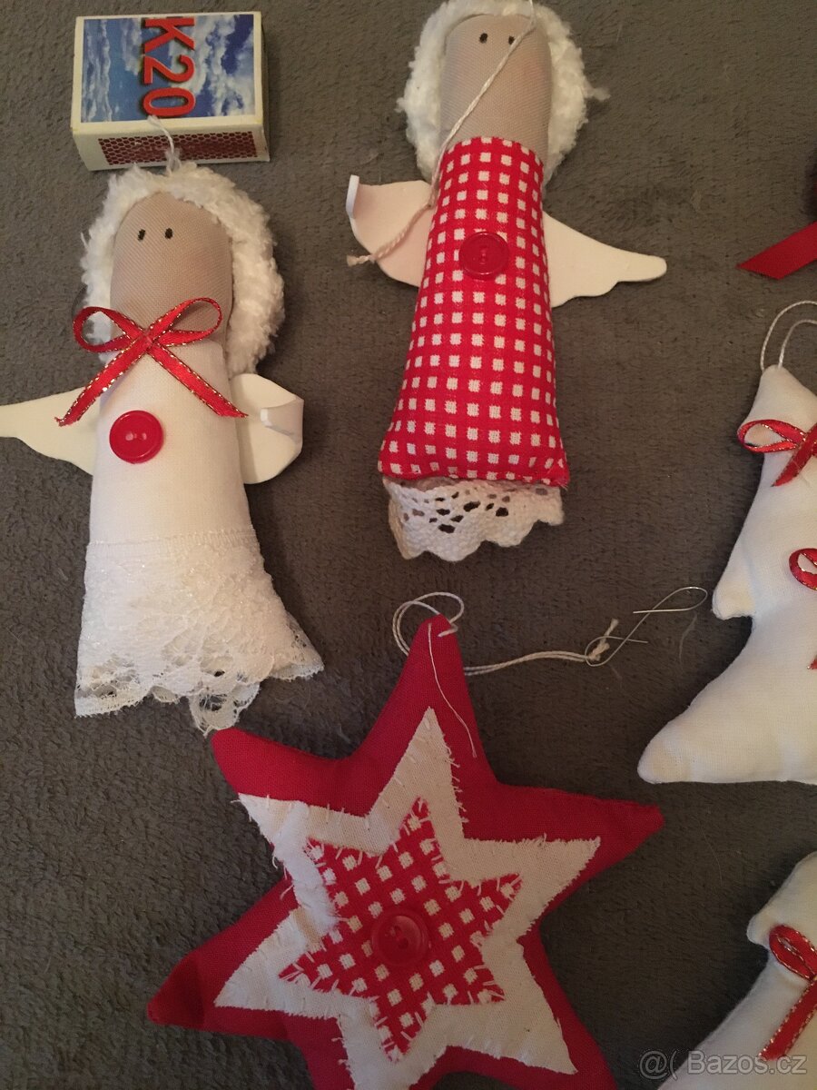 vánoční ozdoby šité látkové,celek-8ks - 2
