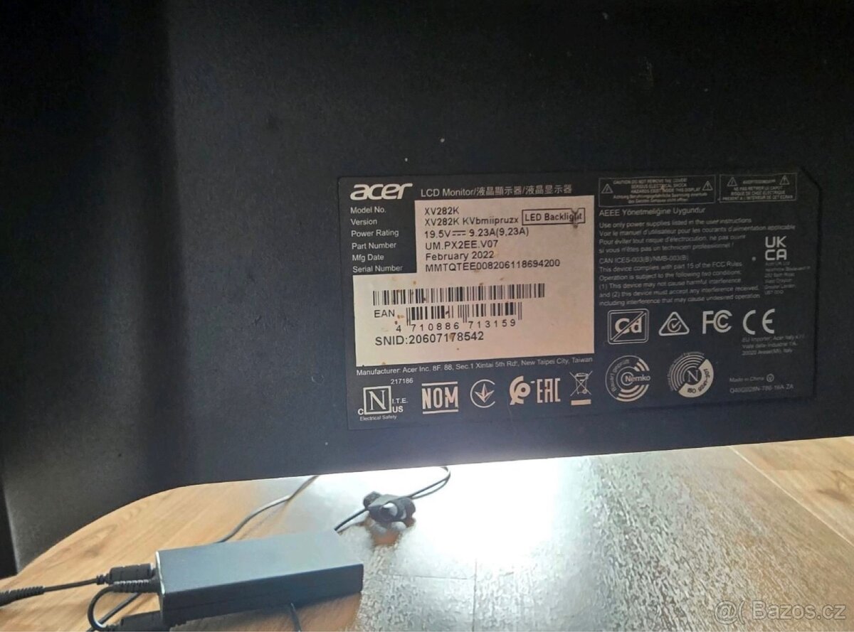 Herní 4K monitor Acer Nitro “28” XV282K. HDMI 2.1 , 144Hz - 2