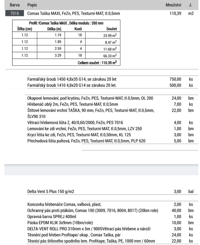 Plechová střecha (taška) 110m2 - 2