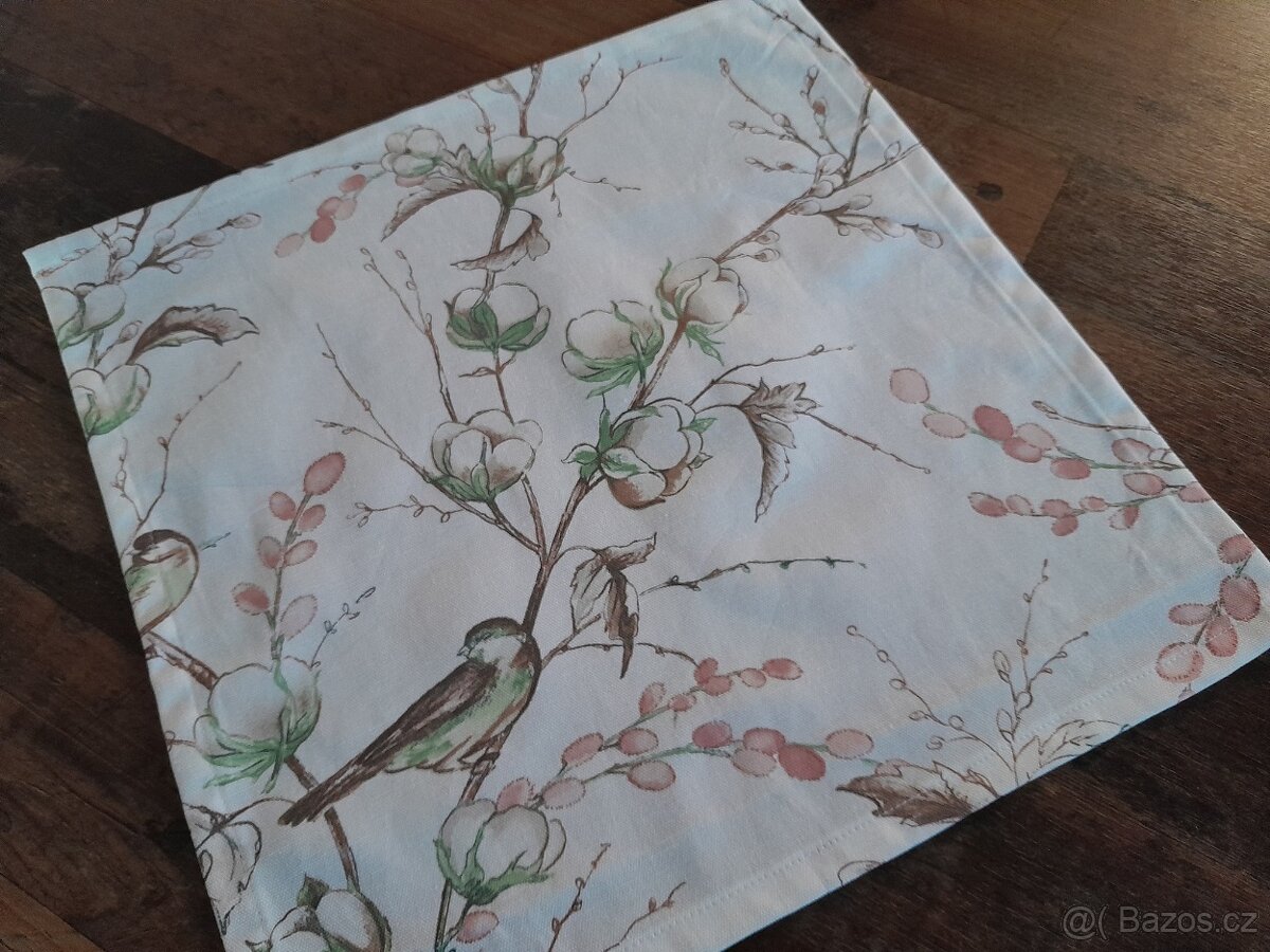 Čtvercový ubrus....ptáček s bavlníkem - 2