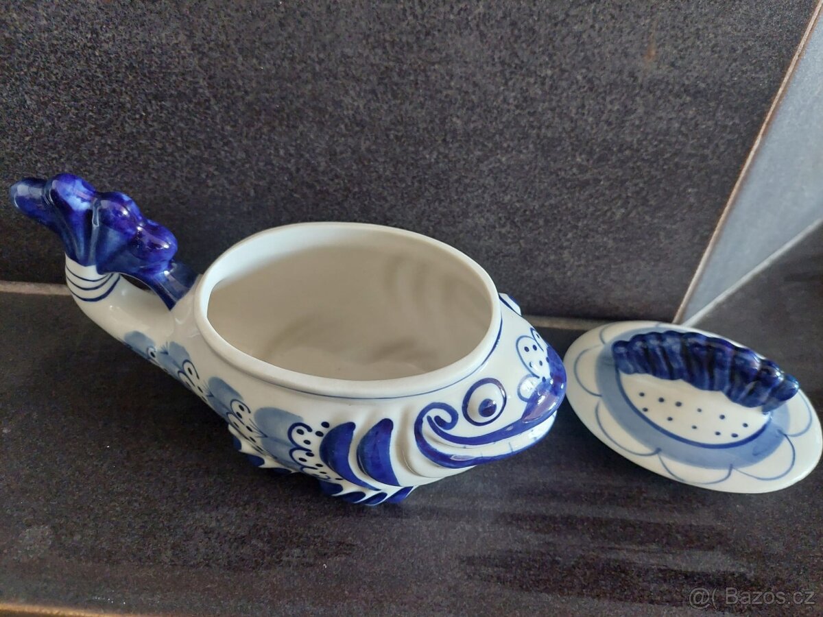Keramická porcelánová doza cukřenka ryba - 2