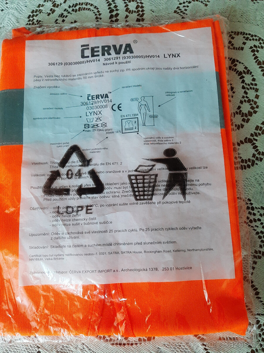Reflexni vesta CERVA nová, nerozbalená - 2