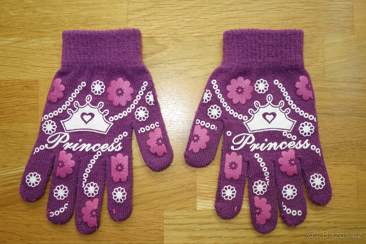 Fialové dívčí prstové rukavice vel.116/128 - 2