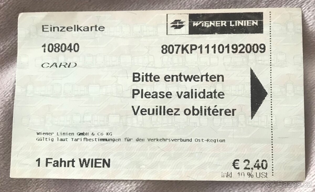 Jízdenka MHD Vídeň - 2