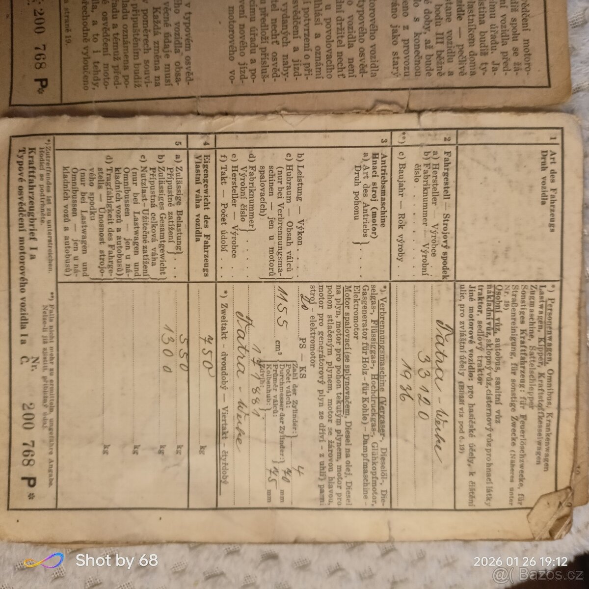 Typové osvědčení motorového vozidla - 2