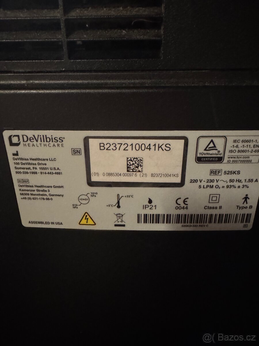 Generátor kyslíku, oxygenátor, koncentrátor, DeVilbiss USA - 2