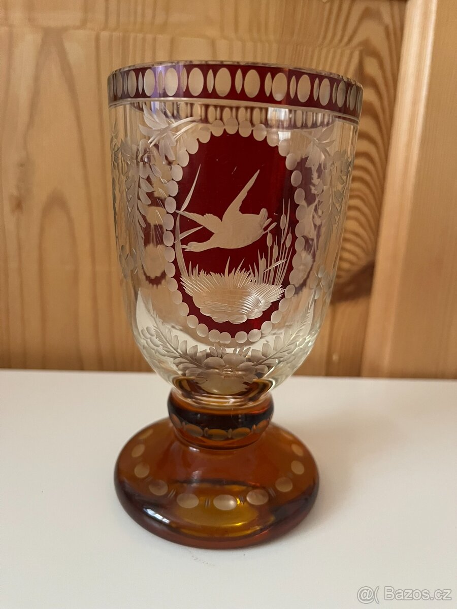 Nádherný starožitný pohár s mysliveckým motivem - 2